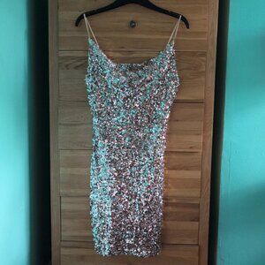Rose gold sequin dress